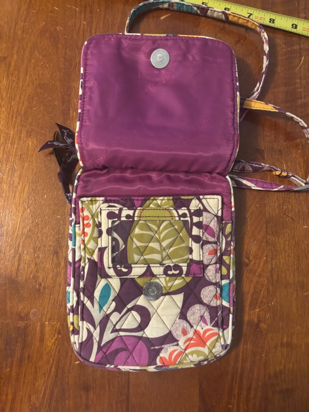 Vera Bradley Mini Hipster Crossbody purse in the Plum Crazy pattern - Picture 3 of 7